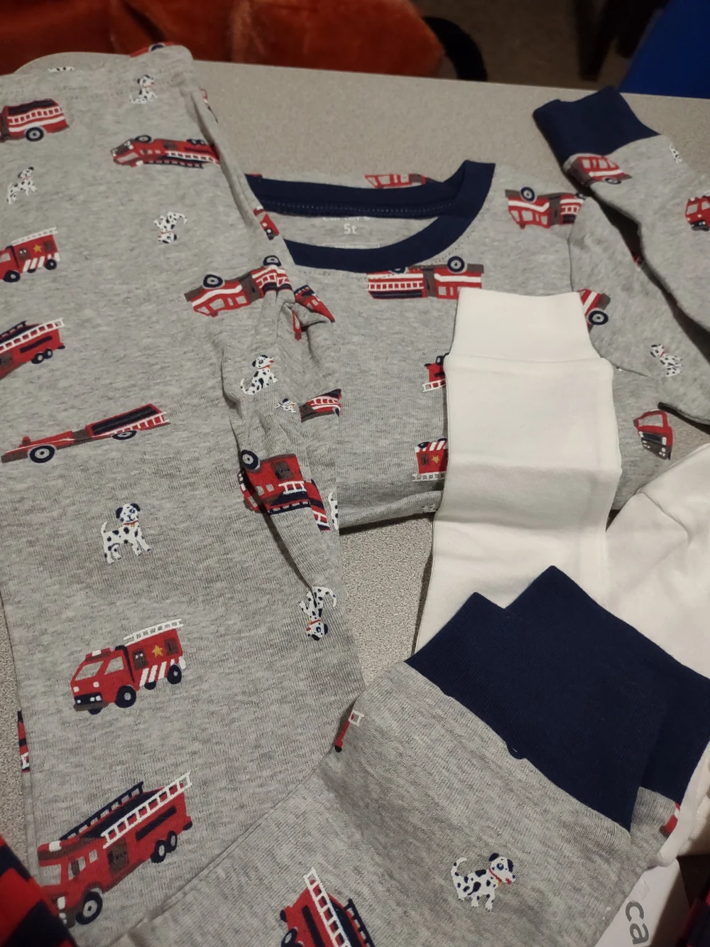Carter's Gray & Red Fire Truck Pajama Set